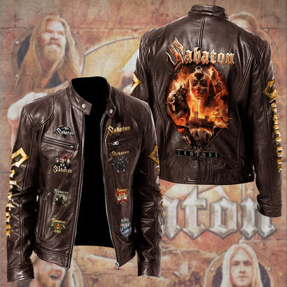 LIMITED EDITION - NEW CUSTOMIZED SABATON MOTORCYCLE LEATHER JACKET