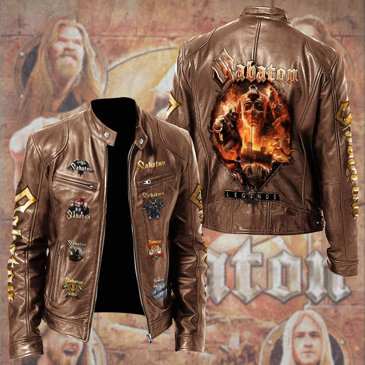 LIMITED EDITION - NEW CUSTOMIZED SABATON MOTORCYCLE LEATHER JACKET