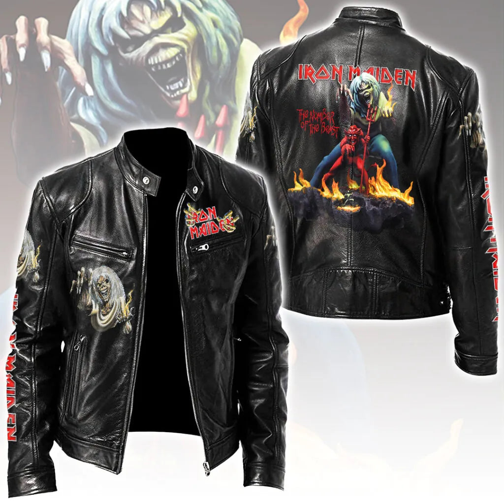 LIMITED EDITION - NEW CUSTOMIZED IRON MAIDEN MOTORCYCLE LEATHER JACKET