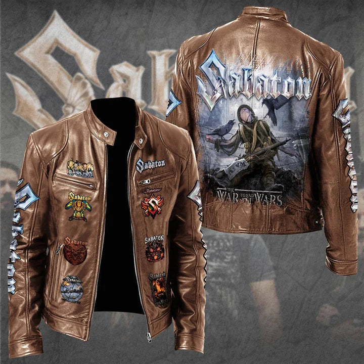LIMITED EDITION - NEW CUSTOMIZED SABATON MOTORCYCLE LEATHER JACKET