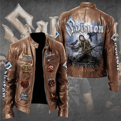 LIMITED EDITION - NEW CUSTOMIZED SABATON MOTORCYCLE LEATHER JACKET