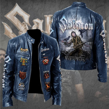LIMITED EDITION - NEW CUSTOMIZED SABATON MOTORCYCLE LEATHER JACKET