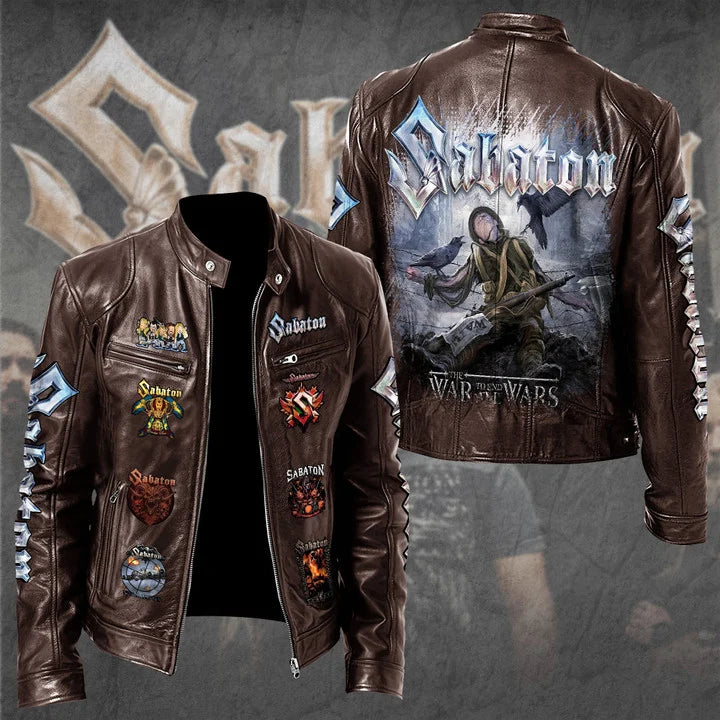 LIMITED EDITION - NEW CUSTOMIZED SABATON MOTORCYCLE LEATHER JACKET