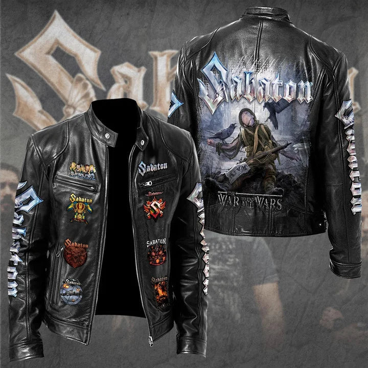 LIMITED EDITION - NEW CUSTOMIZED SABATON MOTORCYCLE LEATHER JACKET