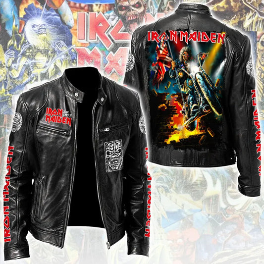 LIMITED EDITION - NEW CUSTOMIZED IRON MAIDEN MOTORCYCLE LEATHER JACKET