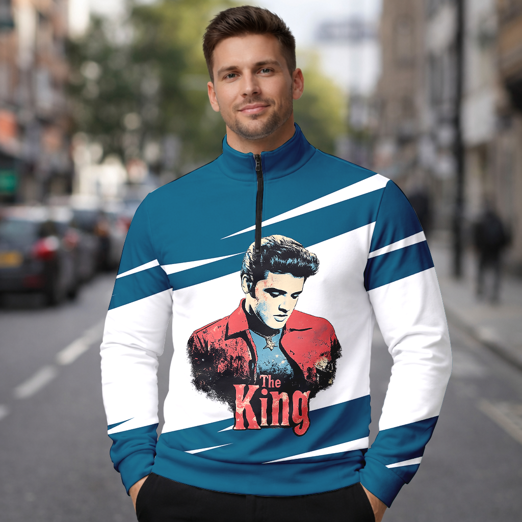 LIMITED EDITION - NEW CUSTOMIZED ELVIS PRESLEY SWEATER QUATER ZIP