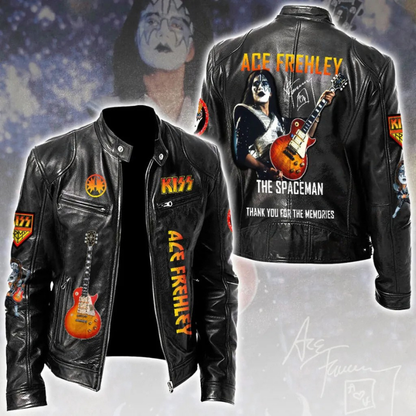 LIMITED EDITION - NEW CUSTOMIZED KISS X ACE FREHLEY MOTORCYCLE LEATHER JACKET
