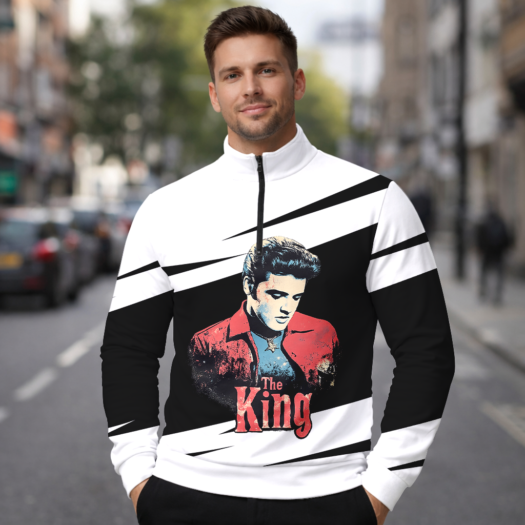 LIMITED EDITION - NEW CUSTOMIZED ELVIS PRESLEY SWEATER QUATER ZIP