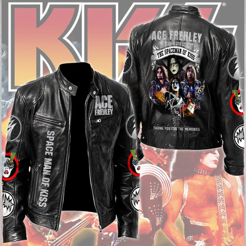 LIMITED EDITION - NEW CUSTOMIZED KISS X ACE FREHLEY MOTORCYCLE LEATHER JACKET