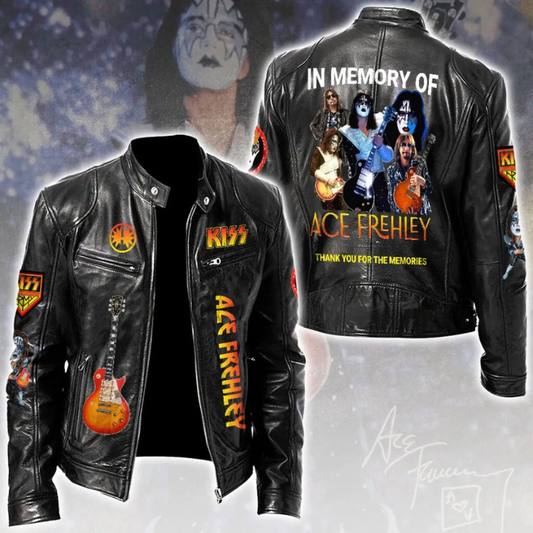 LIMITED EDITION - NEW CUSTOMIZED KISS X ACE FREHLEY MOTORCYCLE LEATHER JACKET