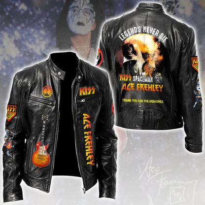 LIMITED EDITION - NEW CUSTOMIZED KISS X ACE FREHLEY MOTORCYCLE LEATHER JACKET