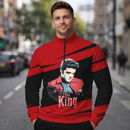 LIMITED EDITION - NEW CUSTOMIZED ELVIS PRESLEY SWEATER QUATER ZIP