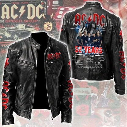 LIMITED EDITION - NEW CUSTOMIZED AC/DC MOTORCYCLE LEATHER JACKET