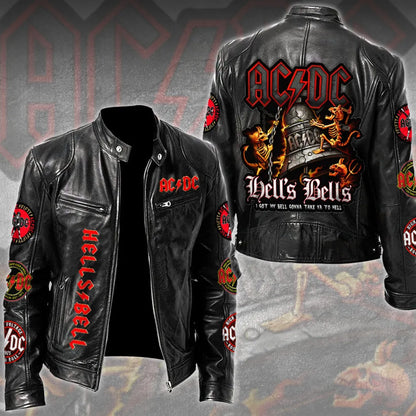 LIMITED EDITION - NEW CUSTOMIZED AC/DC MOTORCYCLE LEATHER JACKET