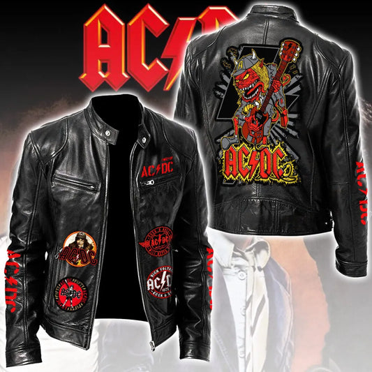 LIMITED EDITION - NEW CUSTOMIZED AC/DC MOTORCYCLE LEATHER JACKET