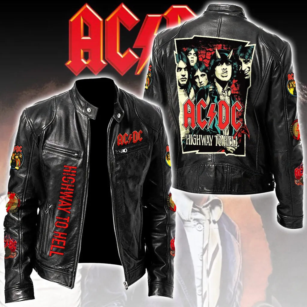LIMITED EDITION - NEW CUSTOMIZED AC/DC MOTORCYCLE LEATHER JACKET
