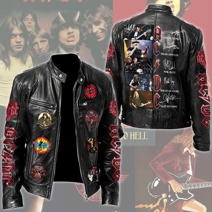 LIMITED EDITION - NEW CUSTOMIZED AC/DC MOTORCYCLE LEATHER JACKET
