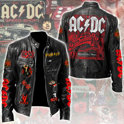 LIMITED EDITION - NEW CUSTOMIZED AC/DC MOTORCYCLE LEATHER JACKET
