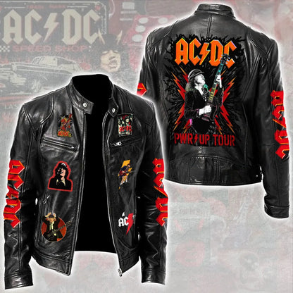 LIMITED EDITION - NEW CUSTOMIZED AC/DC MOTORCYCLE LEATHER JACKET