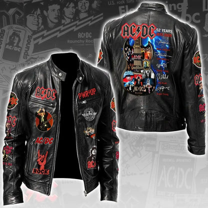 LIMITED EDITION - NEW CUSTOMIZED AC/DC MOTORCYCLE LEATHER JACKET