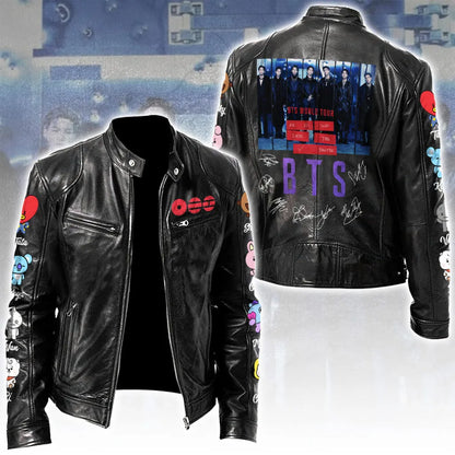 LIMITED EDITION - BTS COMEBACK WORLD TOUR MOTORCYCLE LEATHER JACKET
