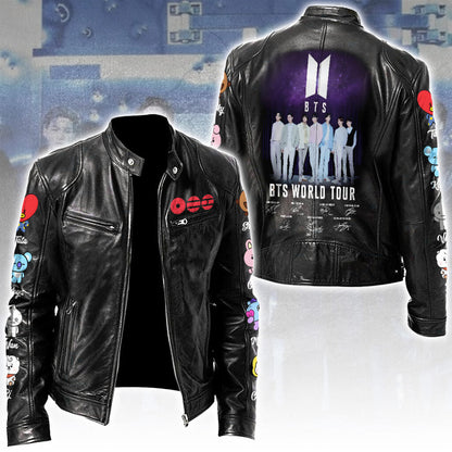 LIMITED EDITION - BTS COMEBACK WORLD TOUR MOTORCYCLE LEATHER JACKET