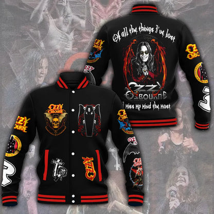LIMITED EDITION - NEW CUSTOMIZED BLACK SABBATH x OZZY OSBOURNE SATIN VARSITY & BASEBALL JACKET