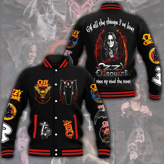 LIMITED EDITION - NEW CUSTOMIZED BLACK SABBATH x OZZY OSBOURNE SATIN VARSITY & BASEBALL JACKET