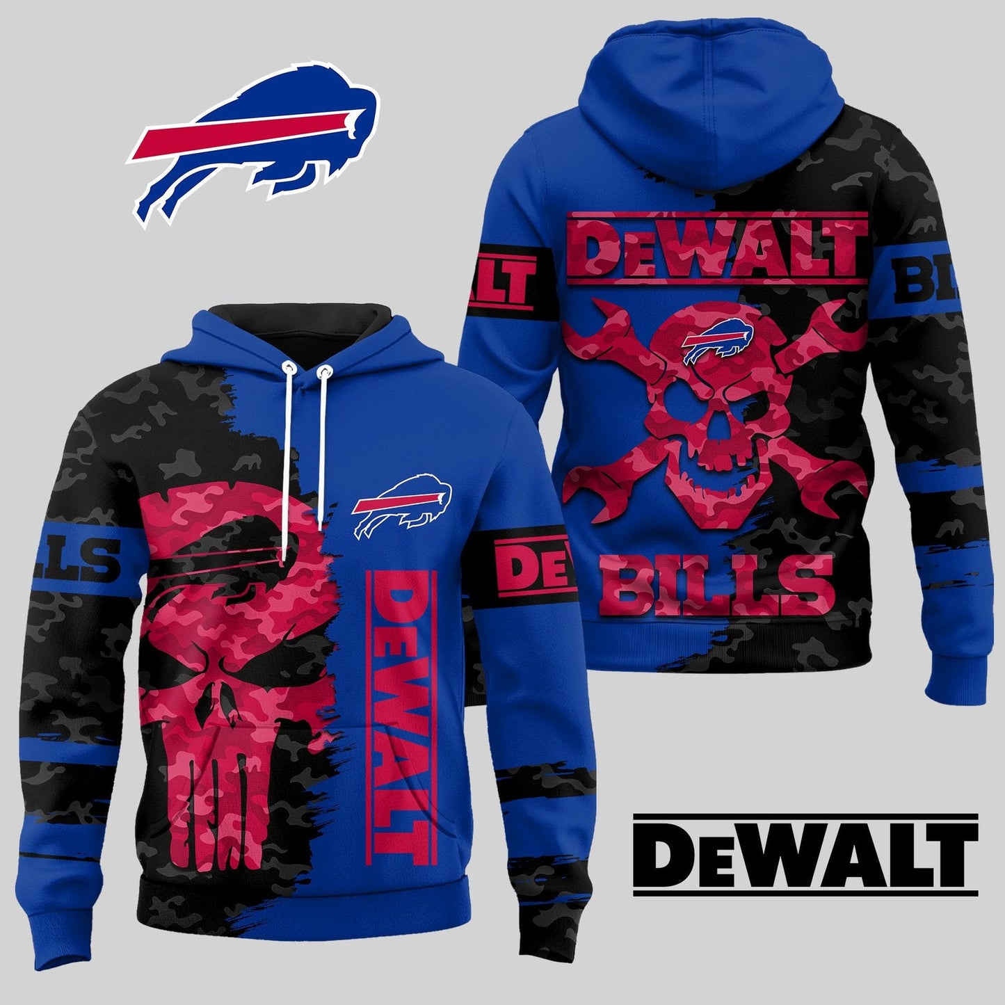 LIMITED EDITION - NEW CUSTOMIZED NFL03 BFB BUFFALO BILLS DEWALT UNISEX T-SHIRT, POLO, HOODIE & JACKETS