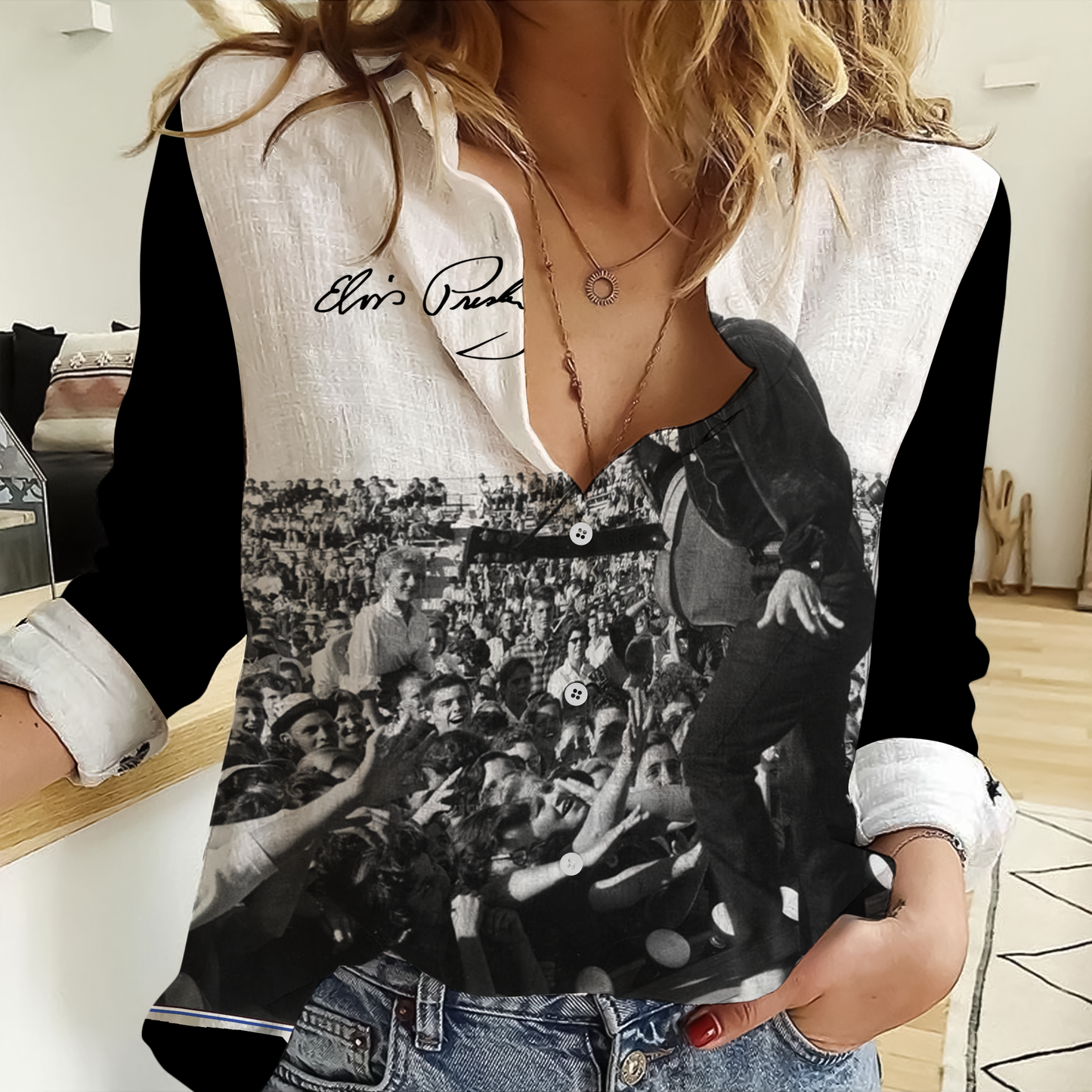 LIMITED EDITION - NEW CUSTOMIZED ELVIS PRESLEY WOMEN'S CASUAL SHIRT