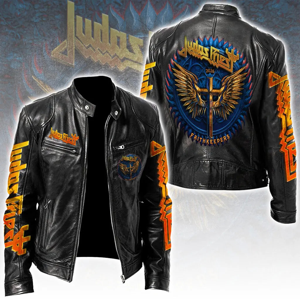 LIMITED EDITION - NEW CUSTOMIZED JUDAS PRIEST MOTORCYCLE LEATHER JACKET