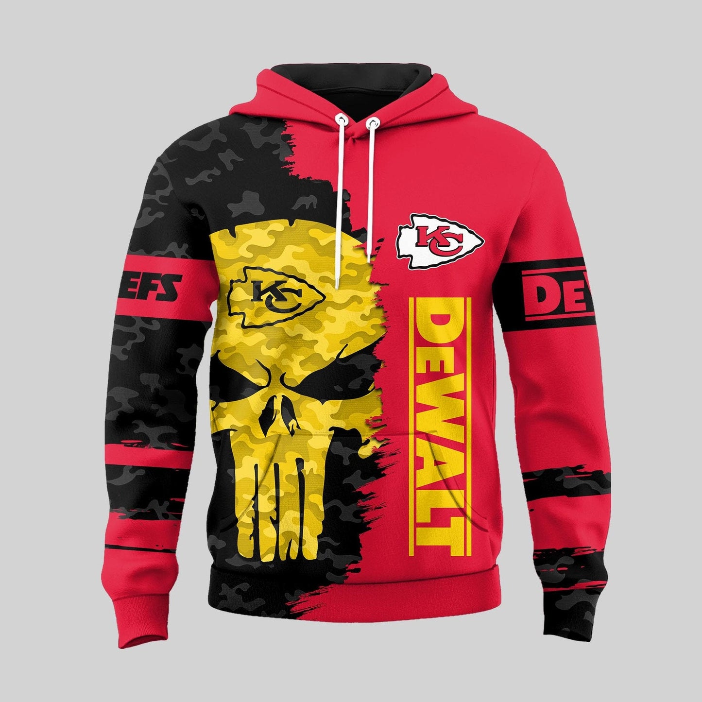 LIMITED EDITION - NEW CUSTOMIZED NFL01 KCC KANSAS CITY CHIEFS DEWALT UNISEX T-SHIRT, POLO, HOODIE & JACKETS