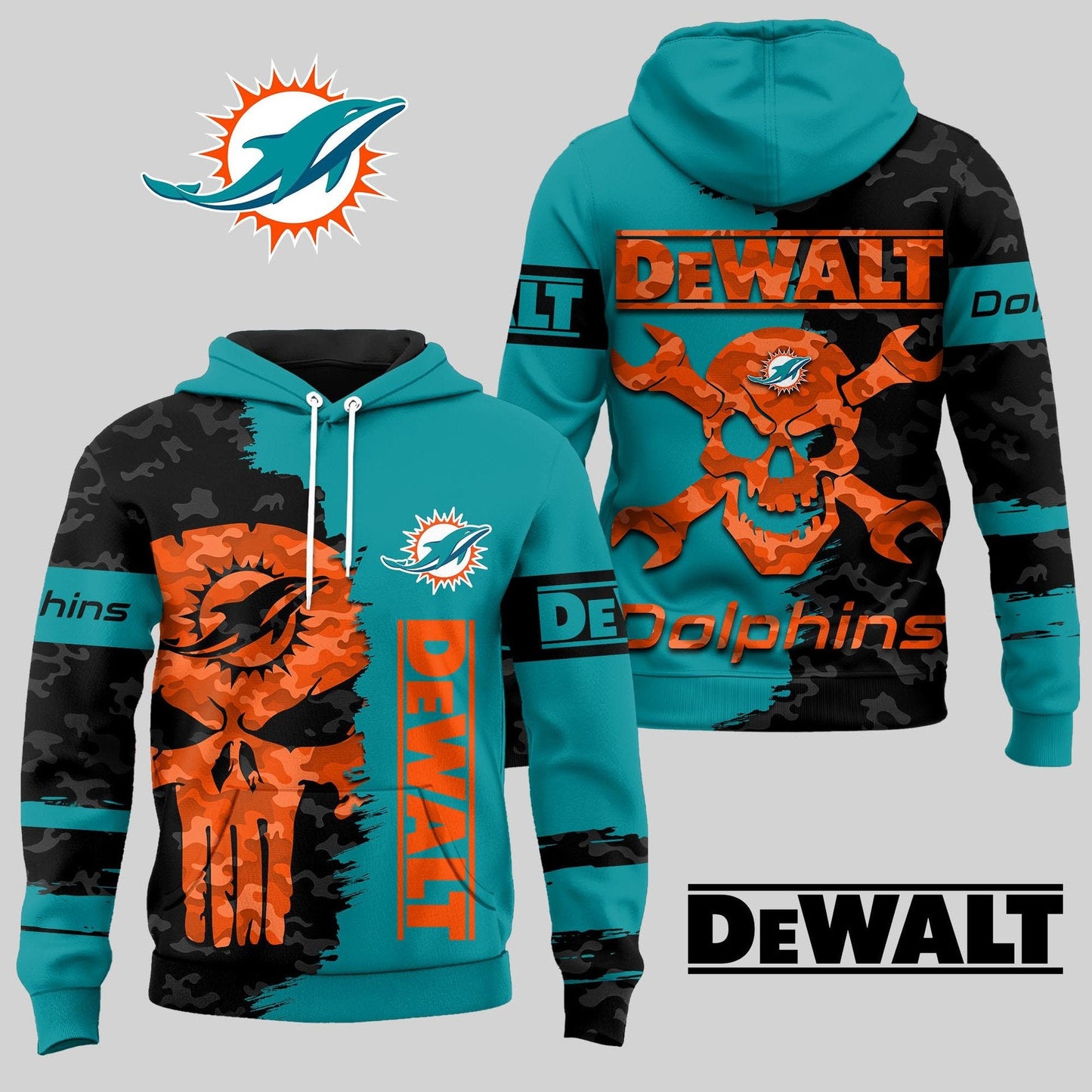 LIMITED EDITION - NEW CUSTOMIZED NFL19 MDP MIAMI DOLPHINS DEWALT UNISEX T-SHIRT, POLO, HOODIE & JACKETS
