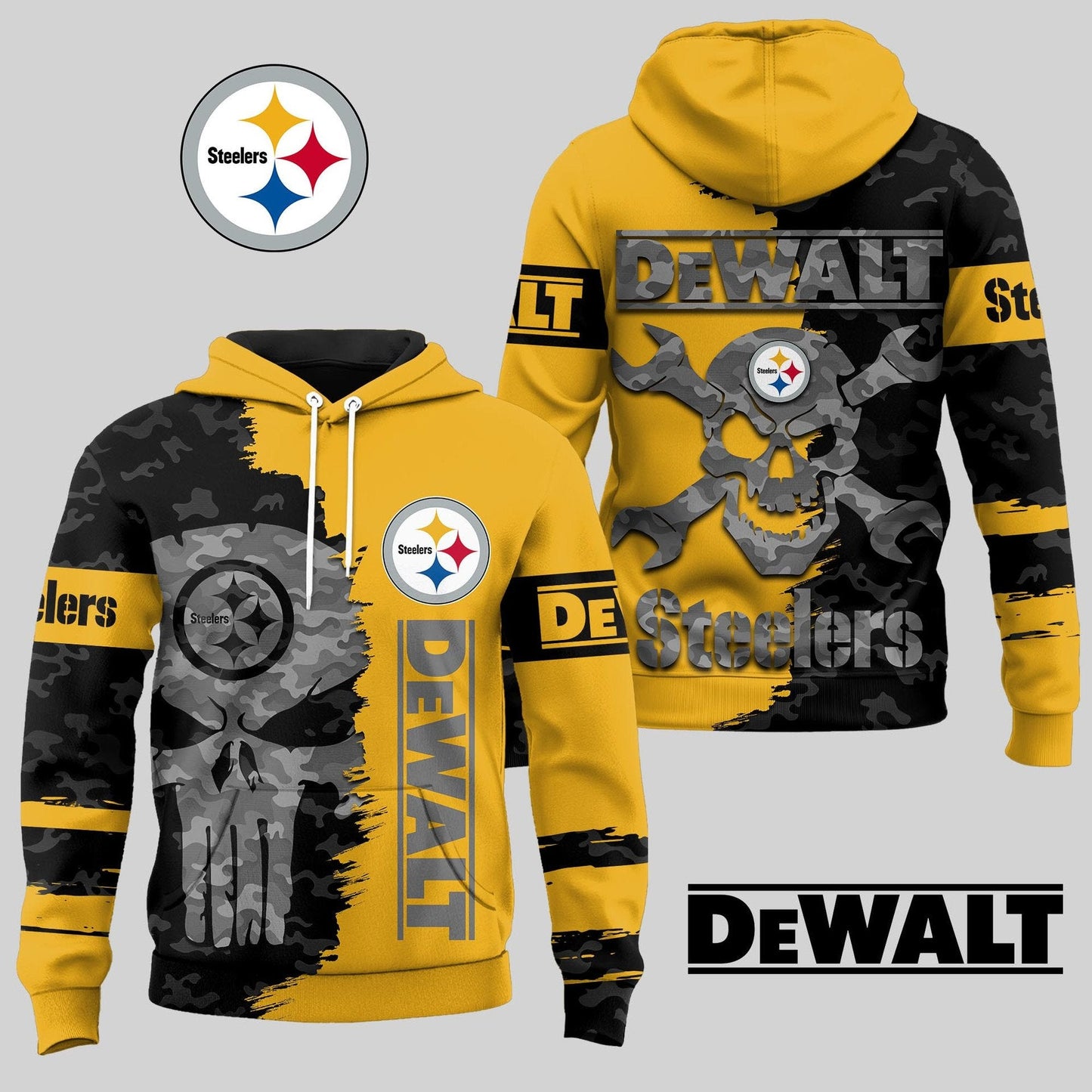 LIMITED EDITION - NEW CUSTOMIZED NFL14 PSB PITTSBURGH STEELERS DEWALT UNISEX T-SHIRT, POLO, HOODIE & JACKETS
