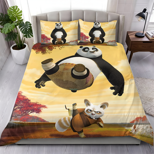 LIMITED EDITION - NEW CUSTOMIZED PADKUNG FU PANDA 3-PIECE DUVET BEDDING SET