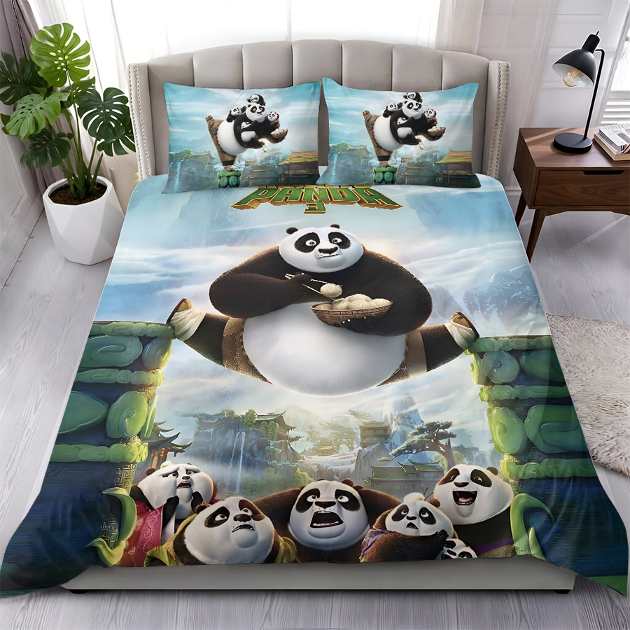 LIMITED EDITION - NEW CUSTOMIZED PADKUNG FU PANDA 3-PIECE DUVET BEDDING SET