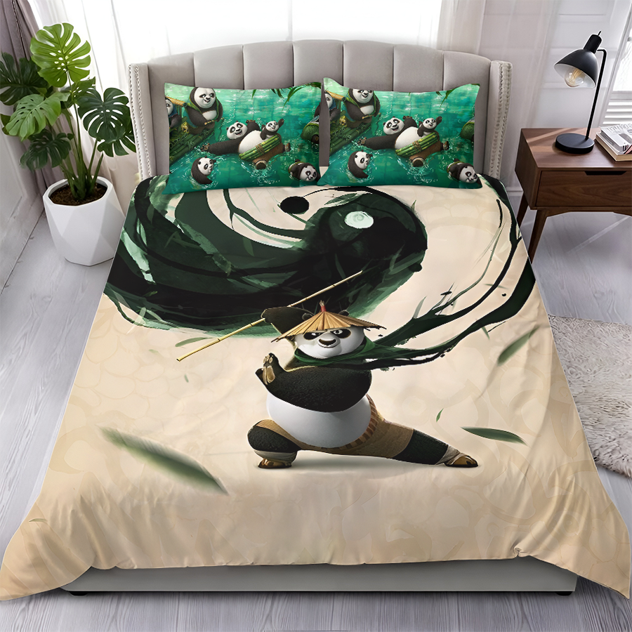 LIMITED EDITION - NEW CUSTOMIZED PADKUNG FU PANDA 3-PIECE DUVET BEDDING SET
