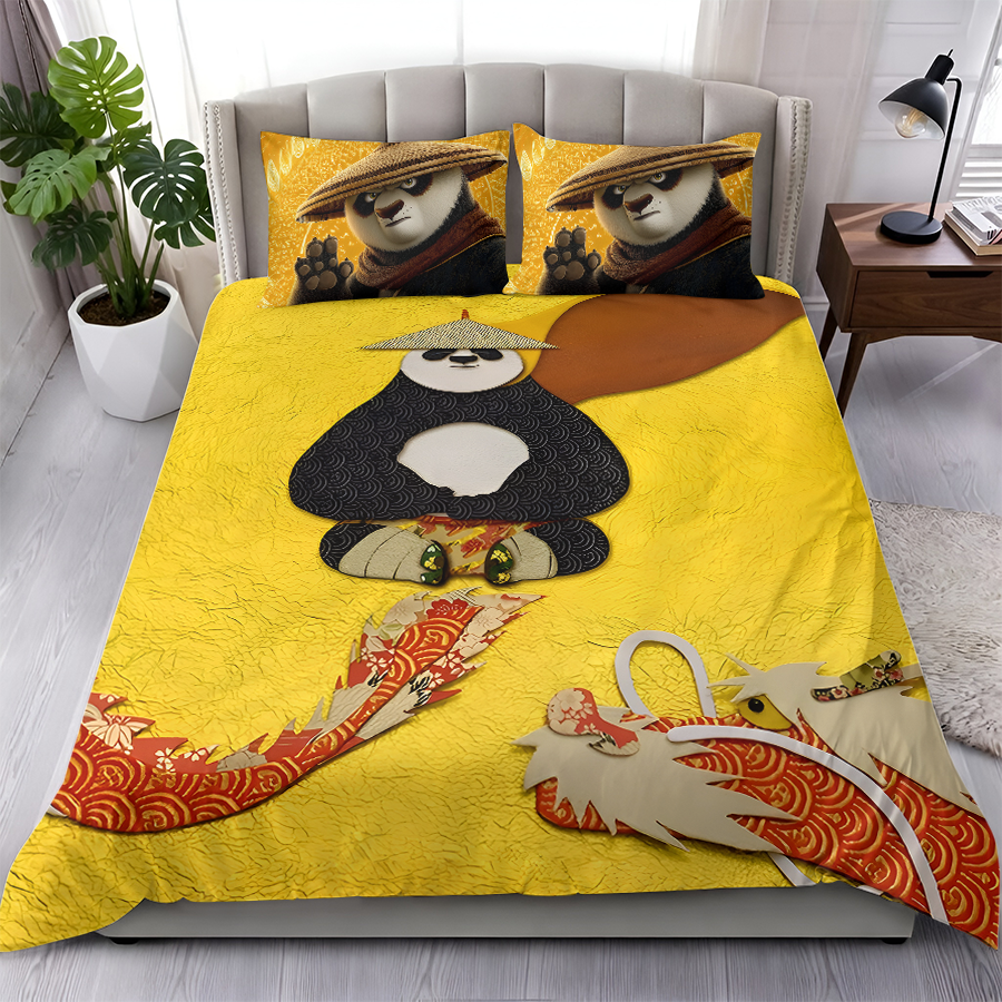 LIMITED EDITION - NEW CUSTOMIZED PADKUNG FU PANDA 3-PIECE DUVET BEDDING SET