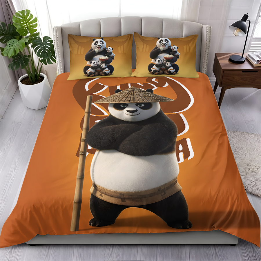 LIMITED EDITION - NEW CUSTOMIZED PADKUNG FU PANDA 3-PIECE DUVET BEDDING SET