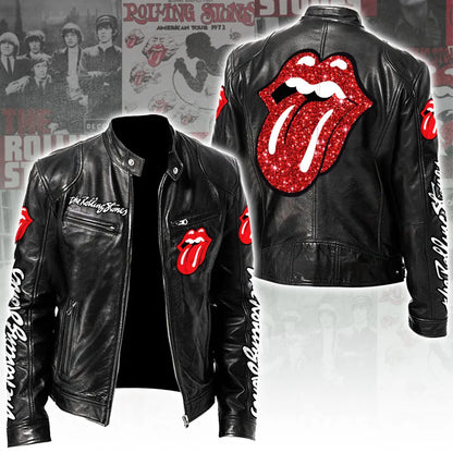 LIMITED EDITION - NEW CUSTOMIZED THE ROLLING STONE MOTORCYCLE LEATHER JACKET