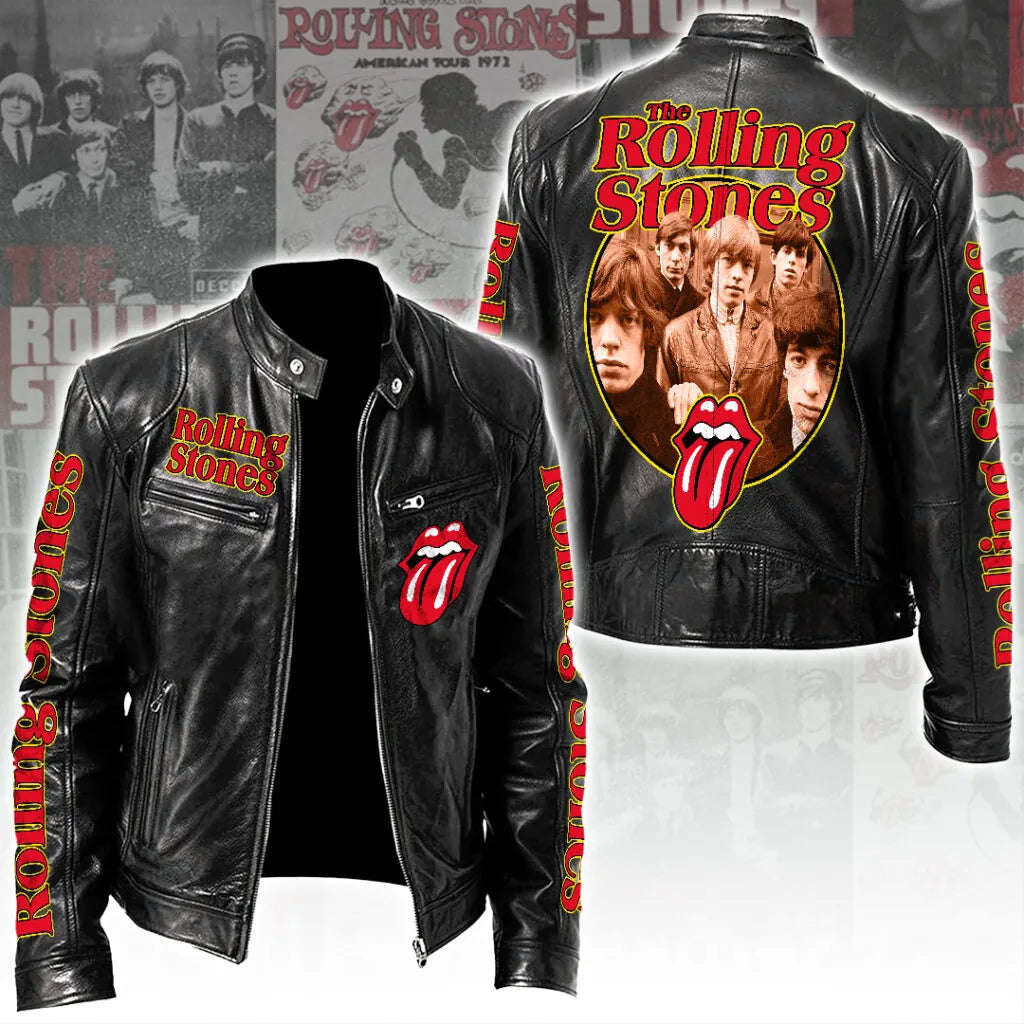 LIMITED EDITION - NEW CUSTOMIZED THE ROLLING STONE MOTORCYCLE LEATHER JACKET