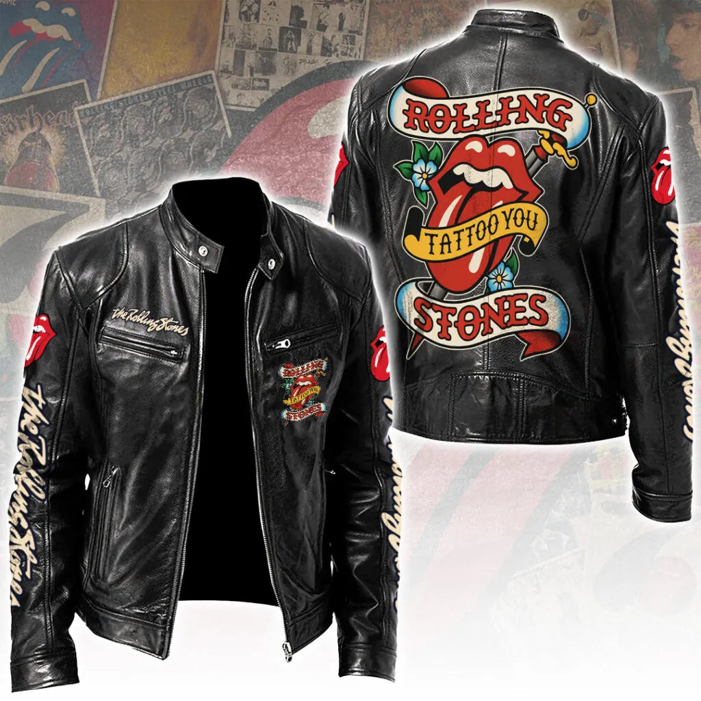 LIMITED EDITION - NEW CUSTOMIZED THE ROLLING STONE MOTORCYCLE LEATHER JACKET