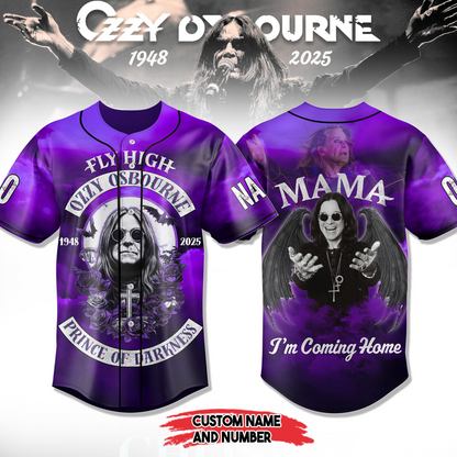LIMITED EDITION - NEW CUSTOMIZED BLACK SABBATH x OZZY OSBOURNE BASEBALL JERSEY