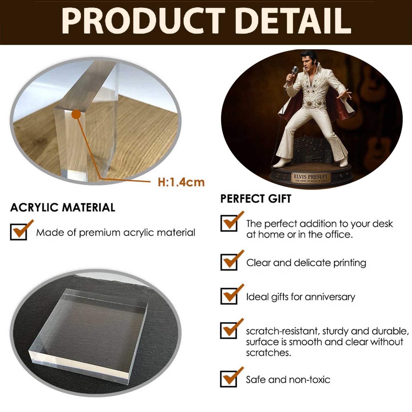 LIMITED EDITION - NEW CUSTOMIZED ELVIS PRESLEY ACRYLIC PLAQUE