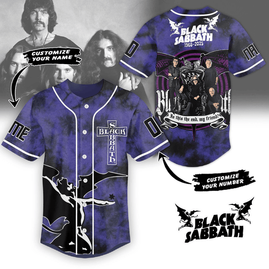 LIMITED EDITION - NEW CUSTOMIZED BLACK SABBATH x OZZY OSBOURNE BASEBALL JERSEY