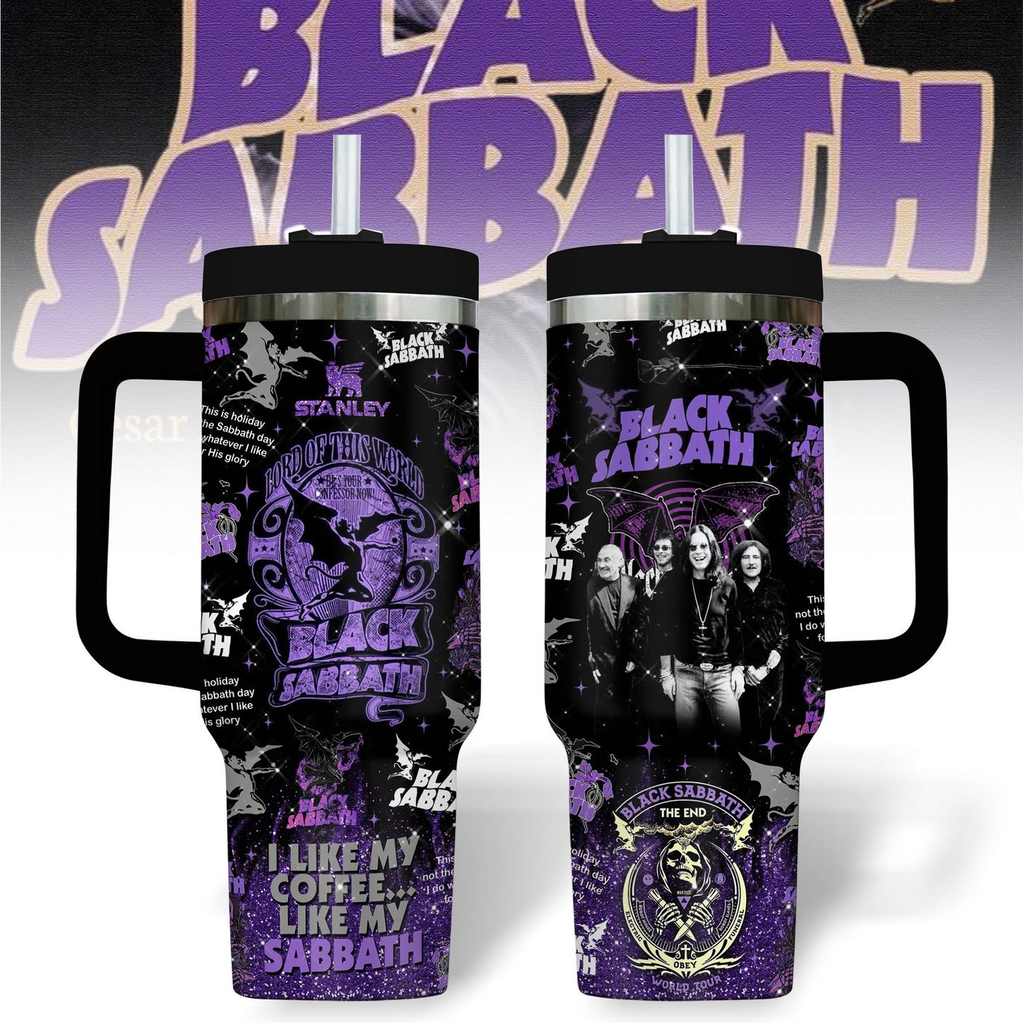 LIMITED EDITION - NEW CUSTOMIZED BLACK SABBATH 40 OZ TUMBLER PERFECT GIFT FOR FAN