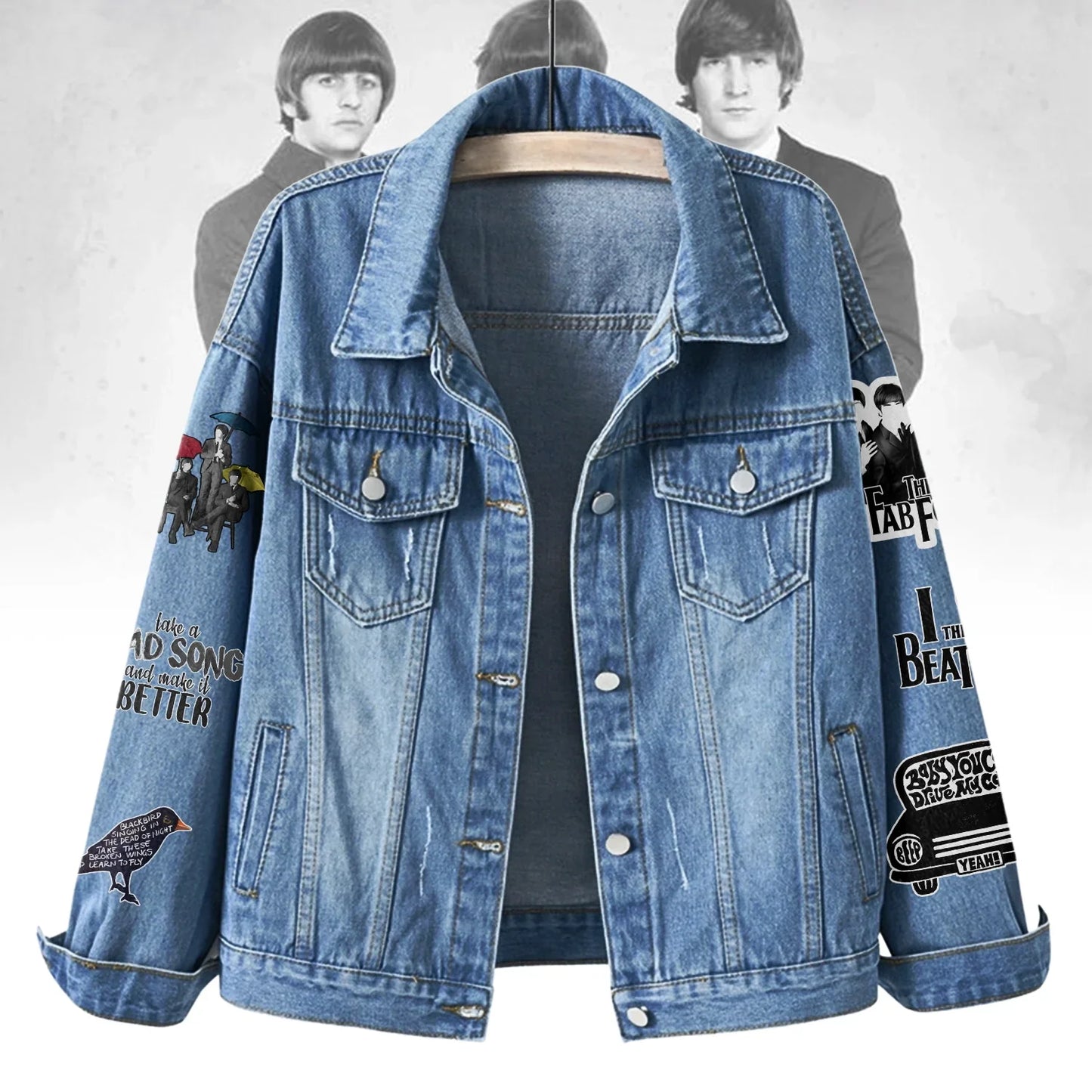 NEW PREMIUM THE BEATLES UNISEX DENIM JACKET