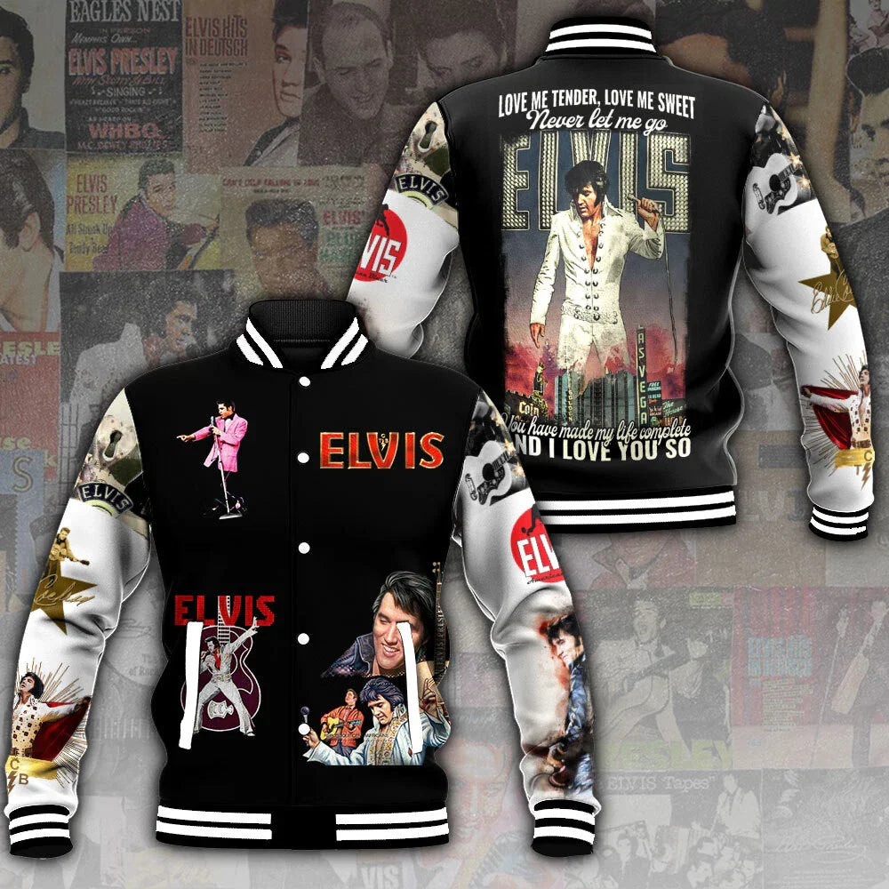 LIMITED EDITION - NEW CUSTOMIZED ELVIS PRESLEY SATIN VARSITY & BASEBALL JACKET