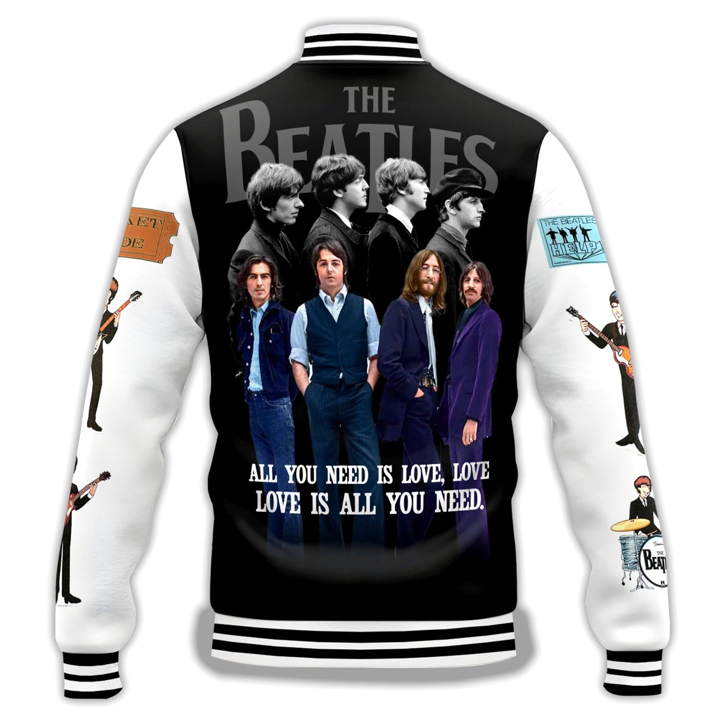 LIMITED EDITION - NEW CUSTOMIZED THE BEATLES SATIN VARSITY & BASEBALL JACKET